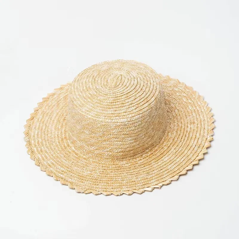 2022 New Summer Women Boater Beach Hat Wide Side Female Casual Panama Hat Lady Classic Flat Straw Sun Hat Casual Fedora