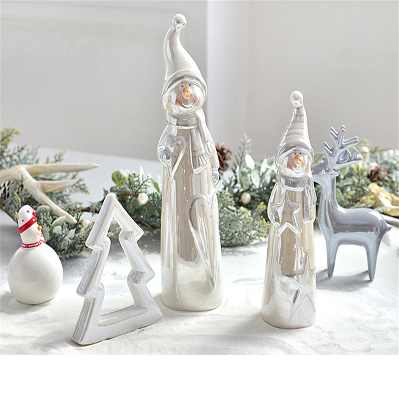 Christmas Ceramic Ornaments Nordic Decoration Nordic Style Gift Santa Claus Snowman Christmas Handbells Christmas Bell Supplies