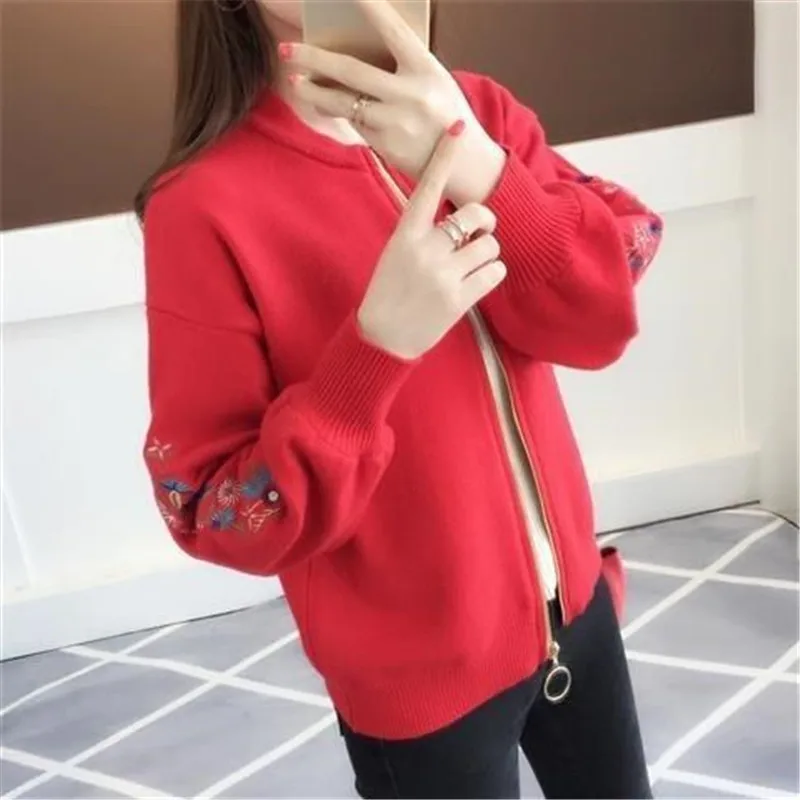 2024Spring Autumn New Knitted Cardigan Sweater Women Short Jacket Embroidery Coat Baseball Uniform Outwear Female женская куртка