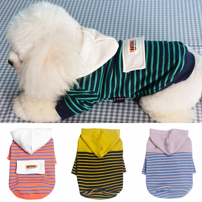 

Autumn Winter Cotton Cat Dog Hoodies Pet Clothes for Small Dogs Chihuahua Yorkshire Stripe Puppy Sweatshirt Pullovers ropa perro