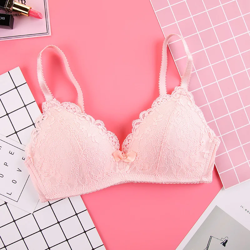 Solid Wireless Sexy  Simple Push Up Bra Lace Floral Adjusted Bralette Lingerie Comfortable Breathable Bras For Women