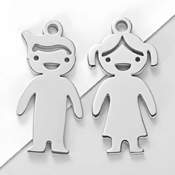10pcs/Lot Mirror Polish Stainless Steel Boy And Girls Charm for Making Necklace Bracelet Jewelry