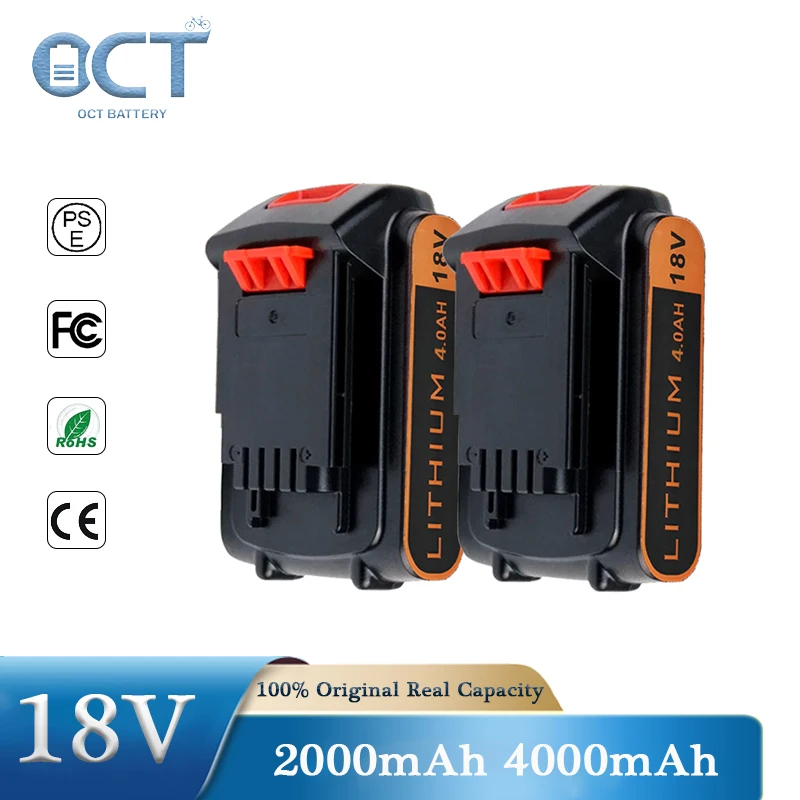 

2PCS Black&Decker BL2018 Replace Wireless Tools Spare Battery 2.0Ah 4.0 18V Li-ion LBX20 LB20 LBXR20 Safe Wireless Tools