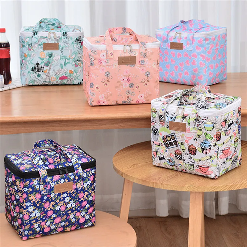 Large Capacity Insulated Lunch Box Bag Oxford Cloth Waterproof Portable Picnic Bento Thermal Cooler Bags Food Storage Container