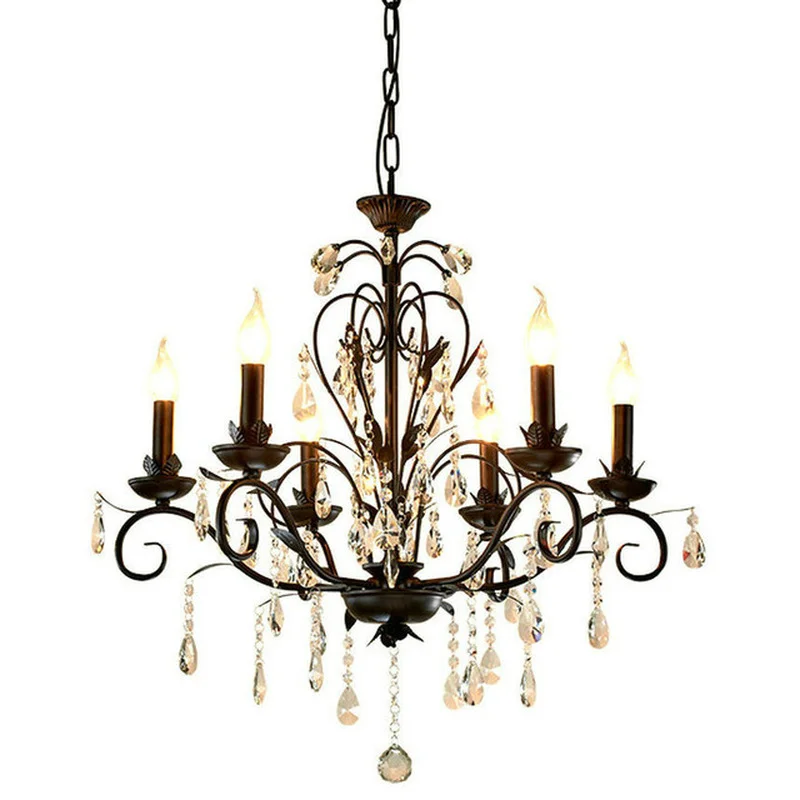 

Chandelier Lighting Vintage Rustic Wrought Iron Chandelier Wedding Decoration Black Led Crystal Chandeliers 6 8 Lights E14 Led