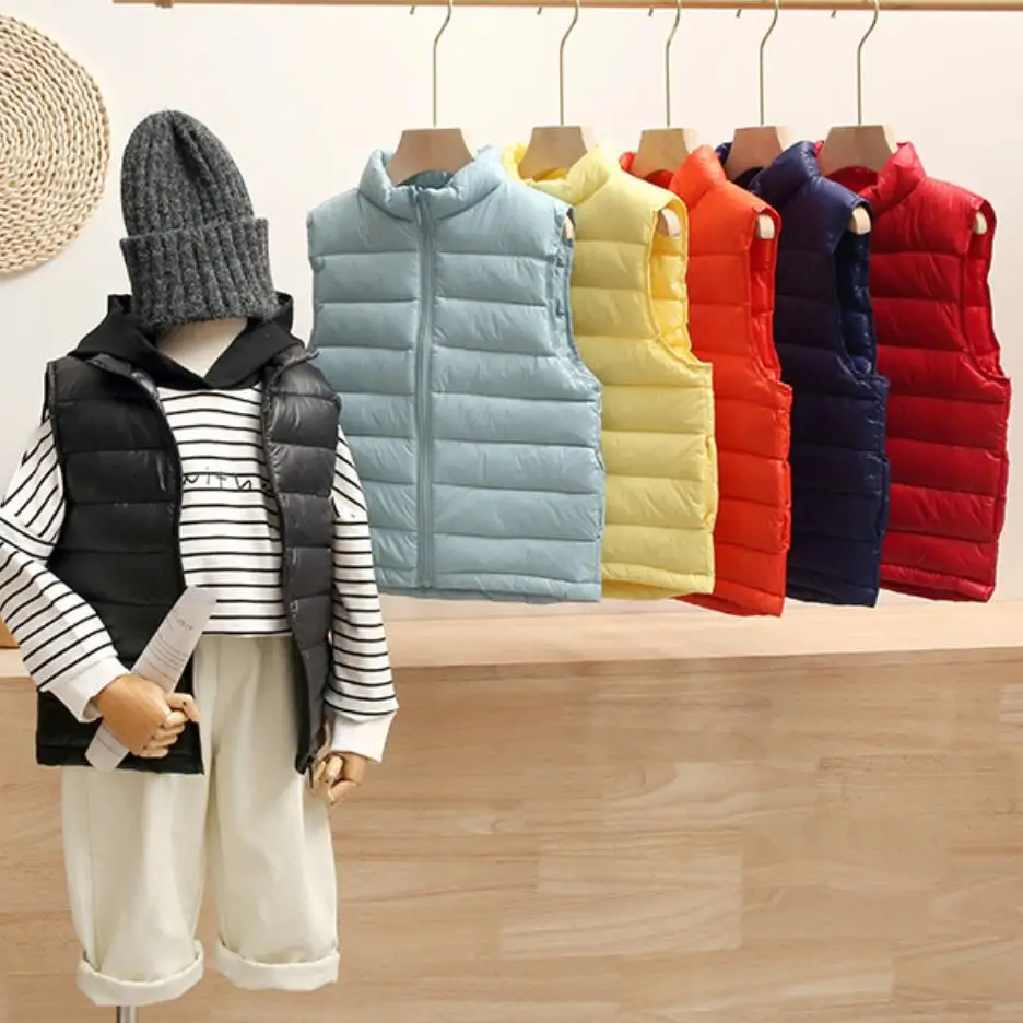 New Children Vests Winter Ultra Light White Duck Down Vest Coats Boys Girls Sleeveless Jacket Kids Windproof Warm Waistcoat