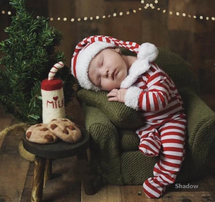 Appena nato Fotografia Props Feltro di Lana Puntelli Mini biberon Giocattolo E Biscotti di Foto Del Bambino Decorazioni Infantile Sparare Accessori