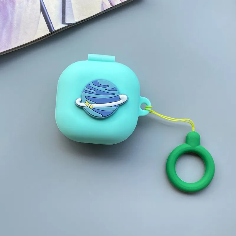 For Samsung Galaxy Buds Live Case Planet Earphone Case for Galaxy Buds Live Cover Non-slip Silicone Protect Case with Ring