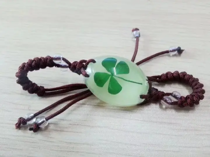 10 pcs Vintage Glow Bracelet Real Four Leaf Clover Male Jewelry Hip Hop