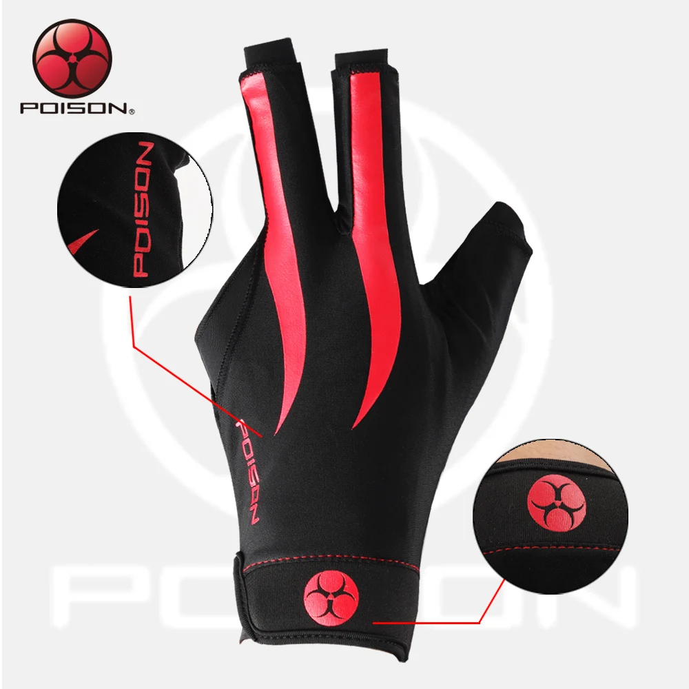 POISON Handschoenen Biljarthandschoenen Een Stuk antislip Lycra Stof Zwembadhandschoenen Snooker Handschoen Beroep Biljart Accessoires