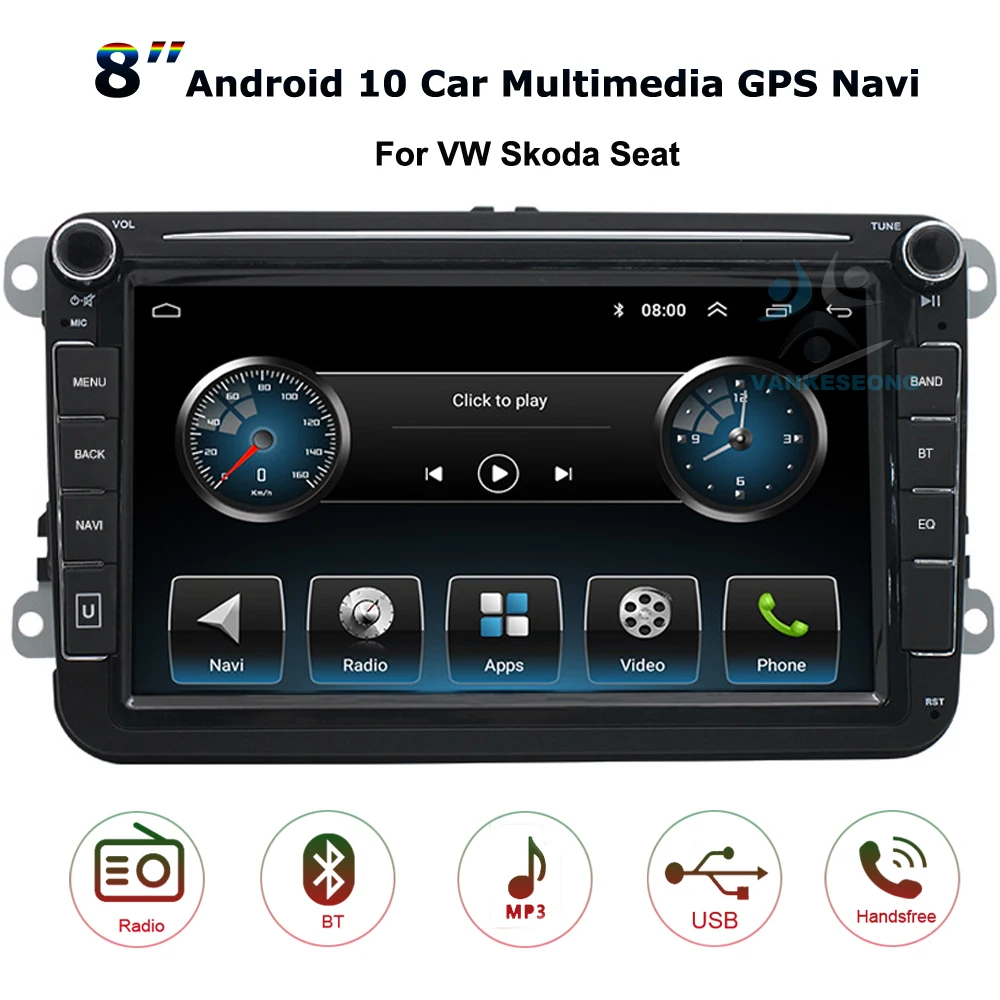 8“ Android 10 2 Din Car Stereo Radio Multimedia Video MP5 Player Navigation GPS Head Unit  For Volkswagen Skoda Seat