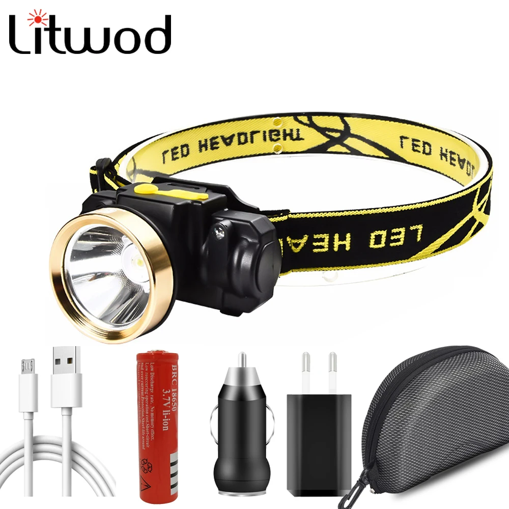 

LED Sensor Headlamp Rechargeable Mini Headlight Outdoor Camping Head Flashlight Torch Lamp 18650 Battery