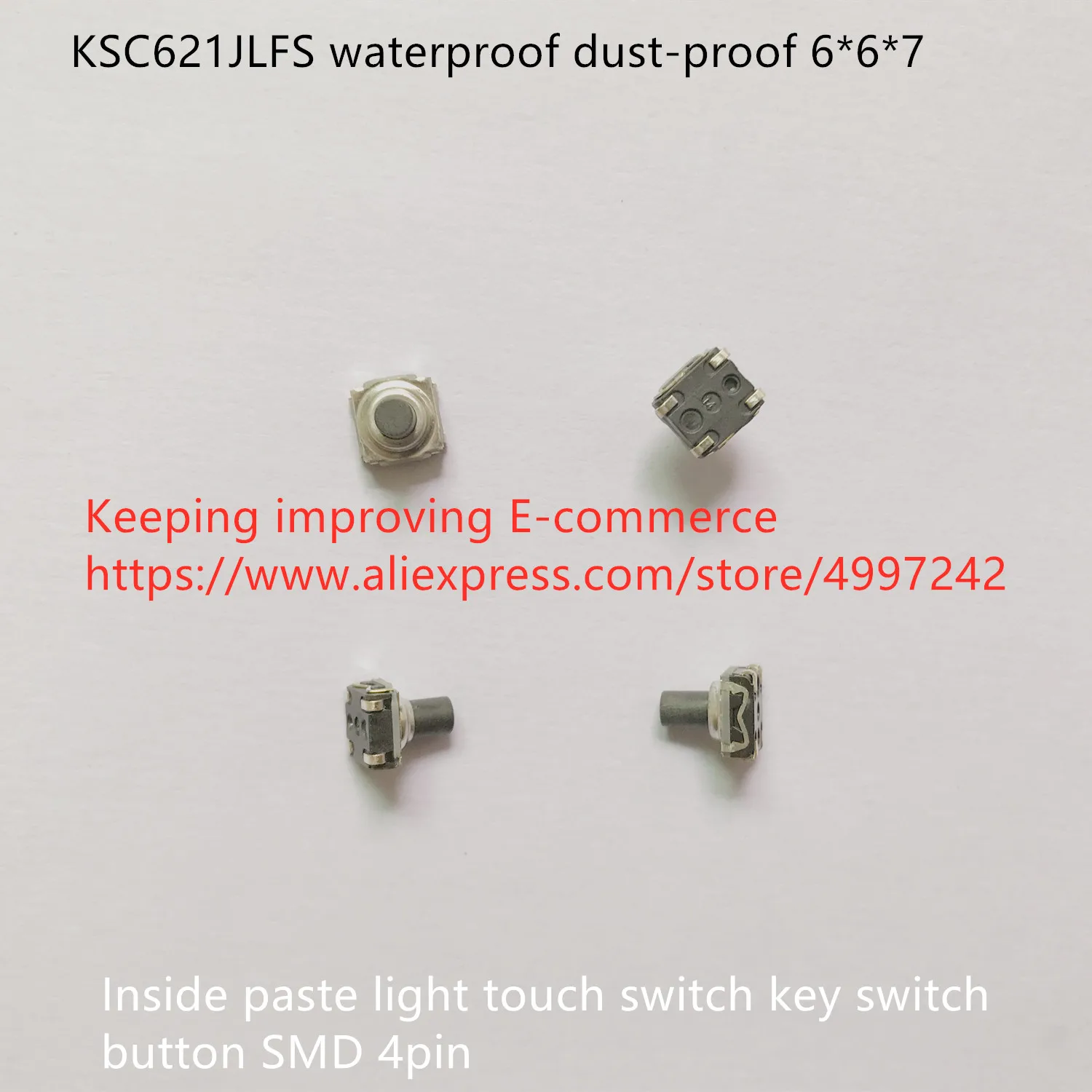 Original new 100% KSC621JLFS waterproof dust-proof 6*6*7MM inside paste light touch switch key switch button SMD 4pin