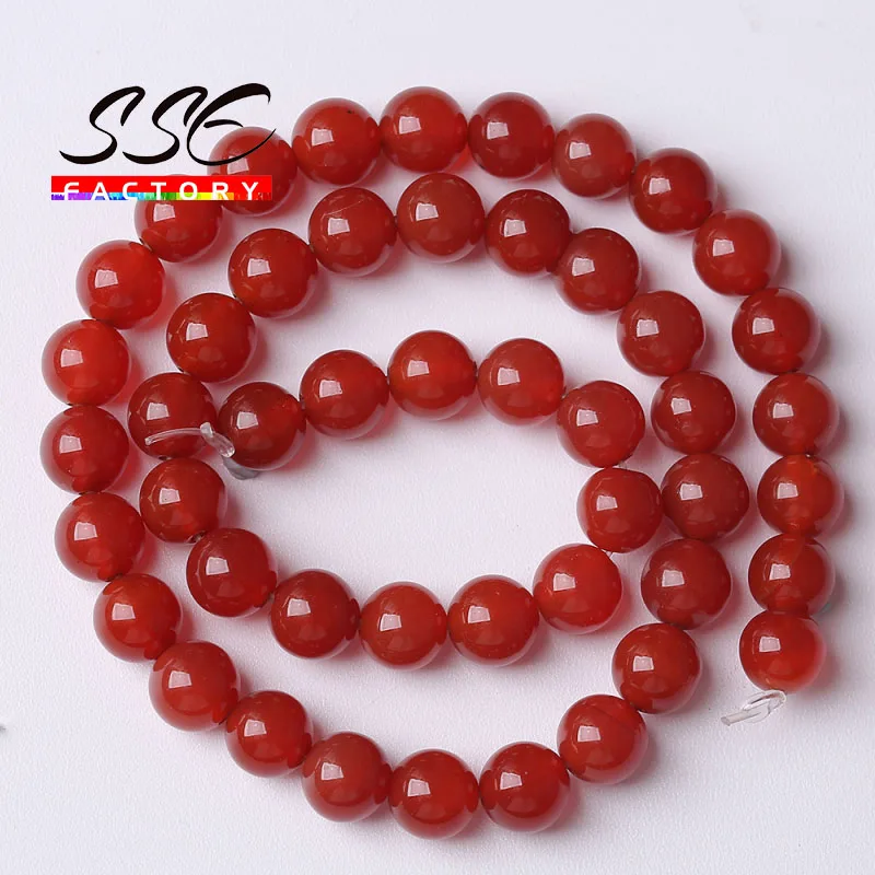 A+ Natural Red carnelian Agates Stone Beads For Jewelry Making Round Loose Onyx Beads DIY Bracelet Accessories 4 6 8 10 12mm 15\