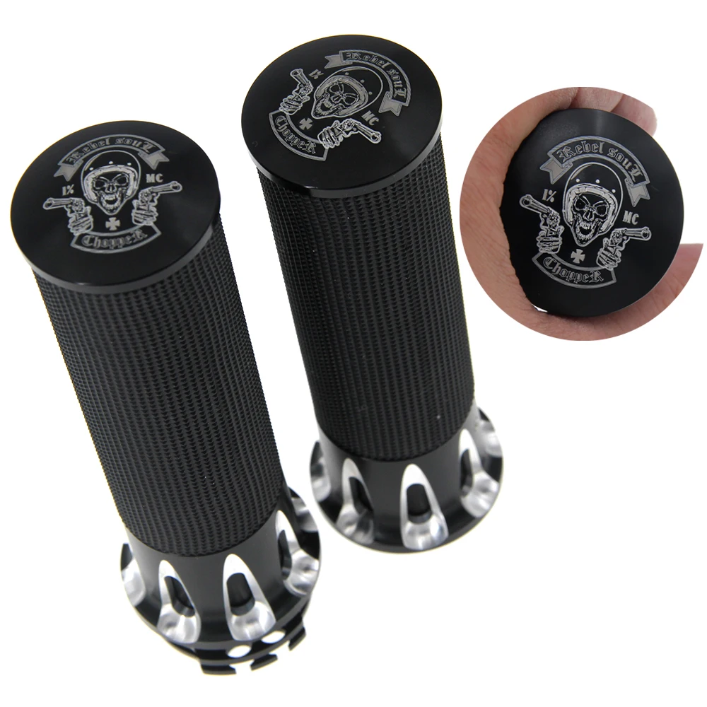 

For Harley Sportster XL 883 1200 Touring Dyna Softail Fatboy Night Train XR 1" Two-guns Skull Motorcycle Aluminum Hand Grip