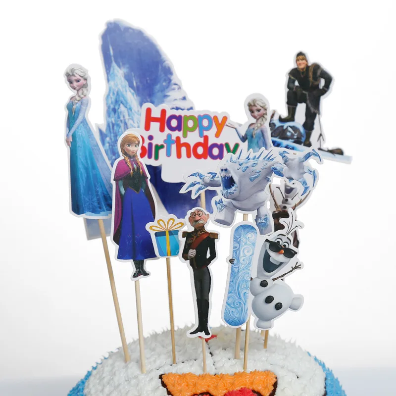 1pcs/lot Happy Birthday Frozen Elsa cake topper Party Decor Kids Cake Topper For Girls Birthday Decor Anniversaire Cake Supplies