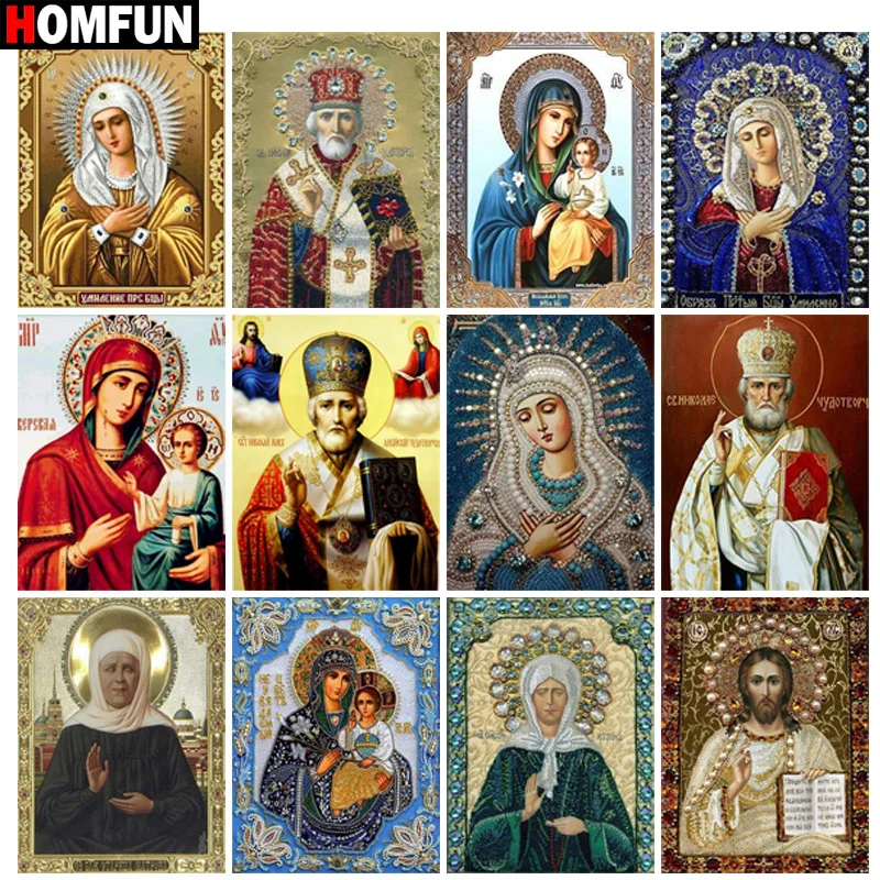 

HOMFUN Diamond Painting Cross Stitch "Religious figure" Full Square Round Diy 5d Diamond Embroidery Picture Rhinestone Art