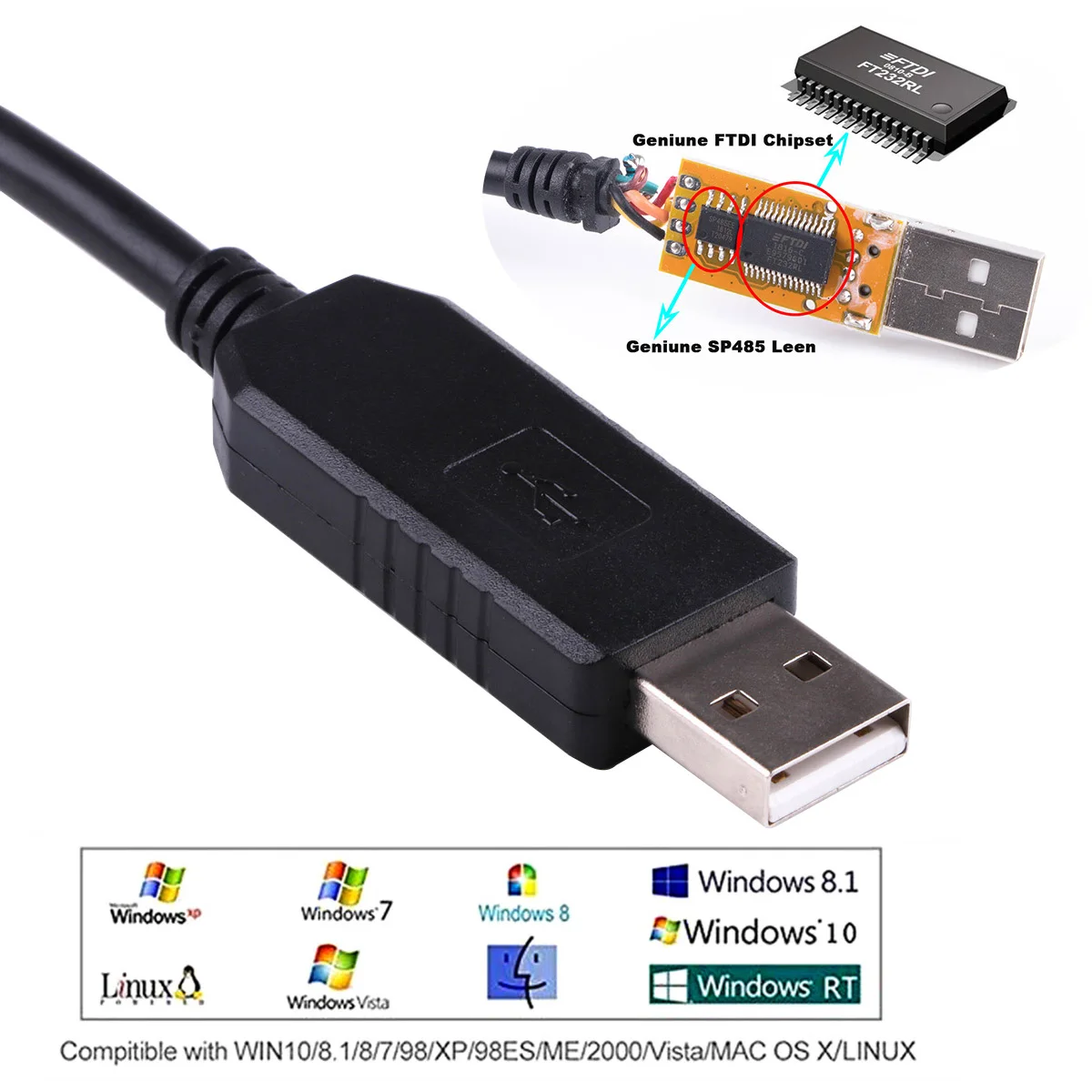 FTDI USB to RS485 Serial Adapter 4Pin 2.54mm Terminal Block Dupont Connector Converter Cable Compatible for USB-RS485-2.54MM