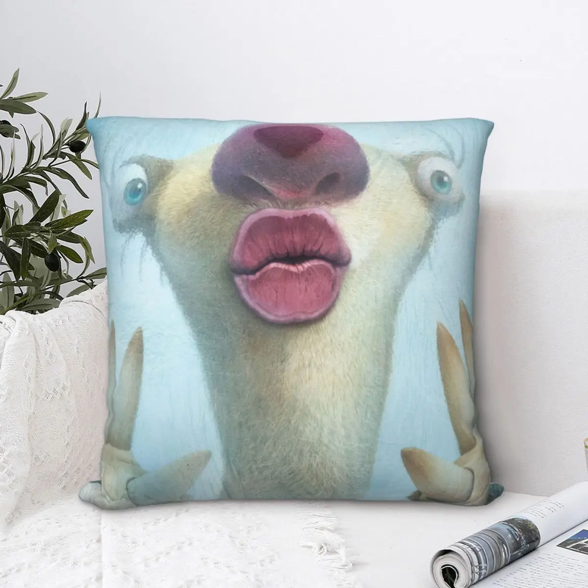 

Sid Throw Pillow Case Ice Age Manfred Animated Film Backpack Coussin Covers DIY Printed Fashion For Sofa Decor