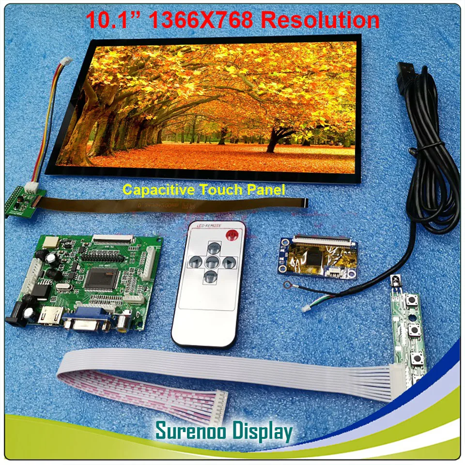 

10.1" 1366*768 Resistive Capacitive LCD Module Monitor Display Screen Touch Panel with HDMI-Compatible VGA AV Board