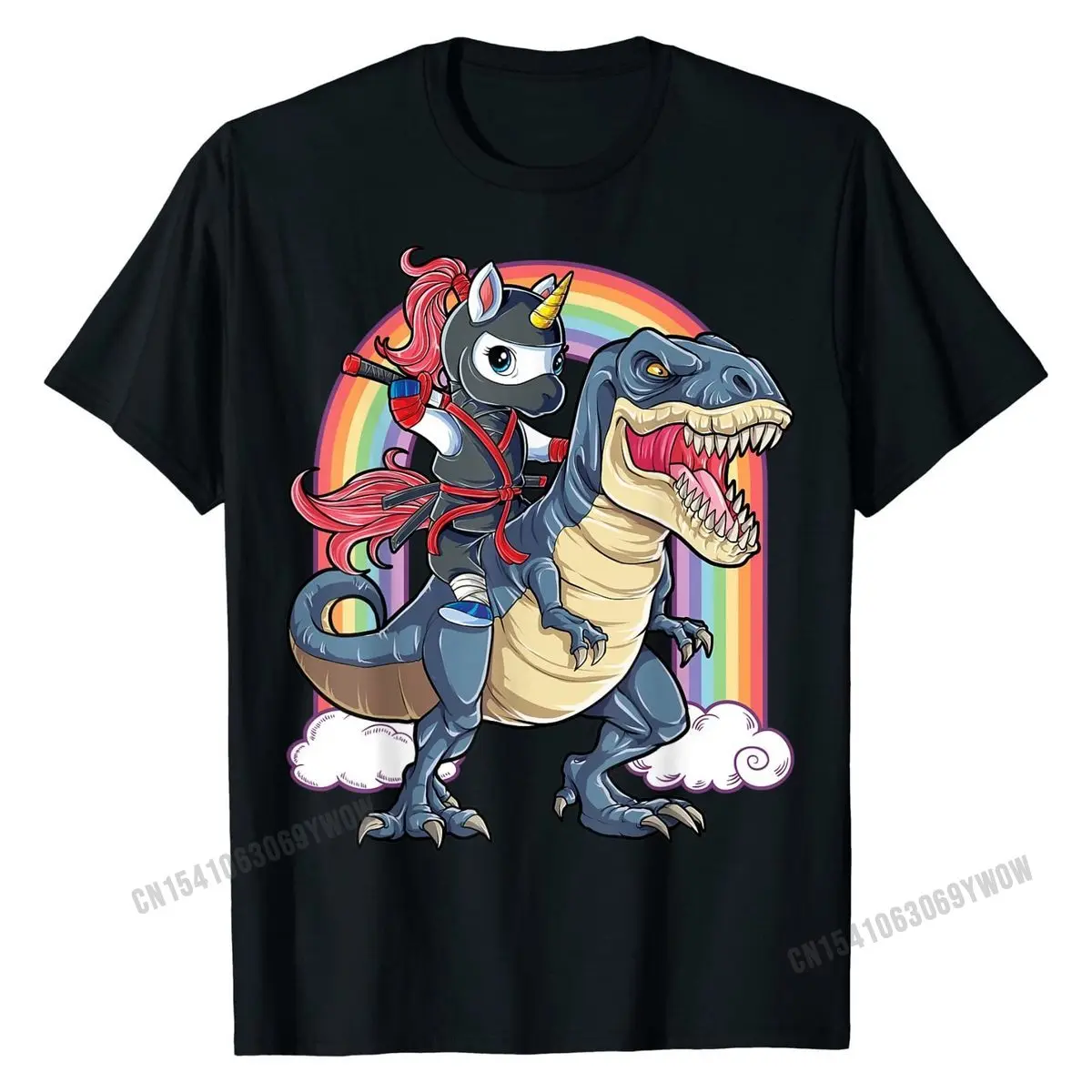 Ninja Unicorn Riding Dinosaur T rex Shirt Boys Girls Kids T Shirts Tops & Tees Family Cotton Summer Gift Mens