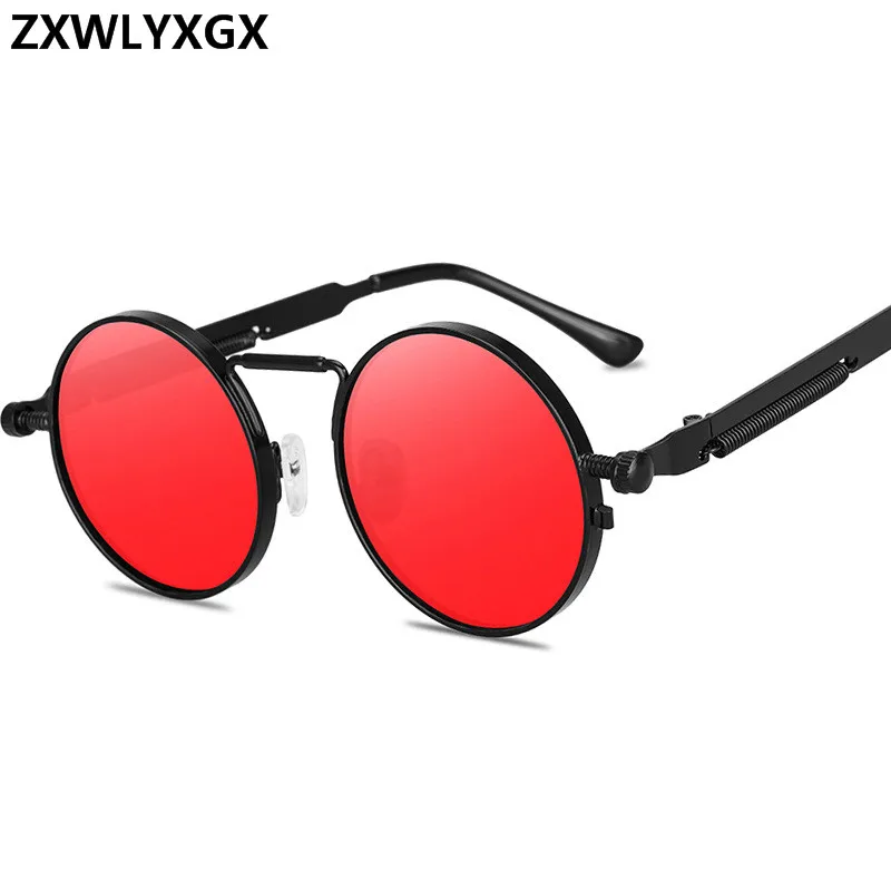 Gafas de sol de estilo Punk Vintage para hombre y mujer, lentes de sol Retro con montura de Metal redonda, a la moda, UV400