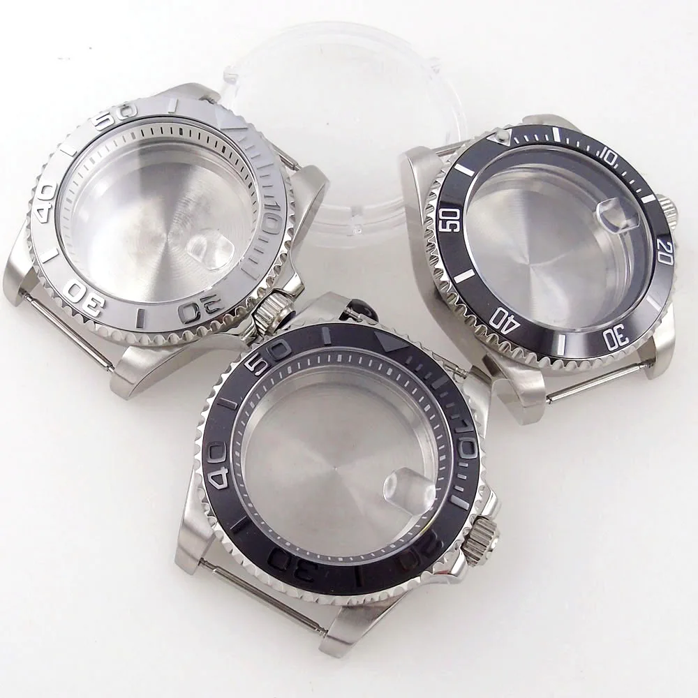 

40mm 10BAR Sapphire Watch Case Fit For NH35 NH36 ETA 2824 ST2130 PT5000 Cyclops White/Black Chapter Ring Stainless Steel