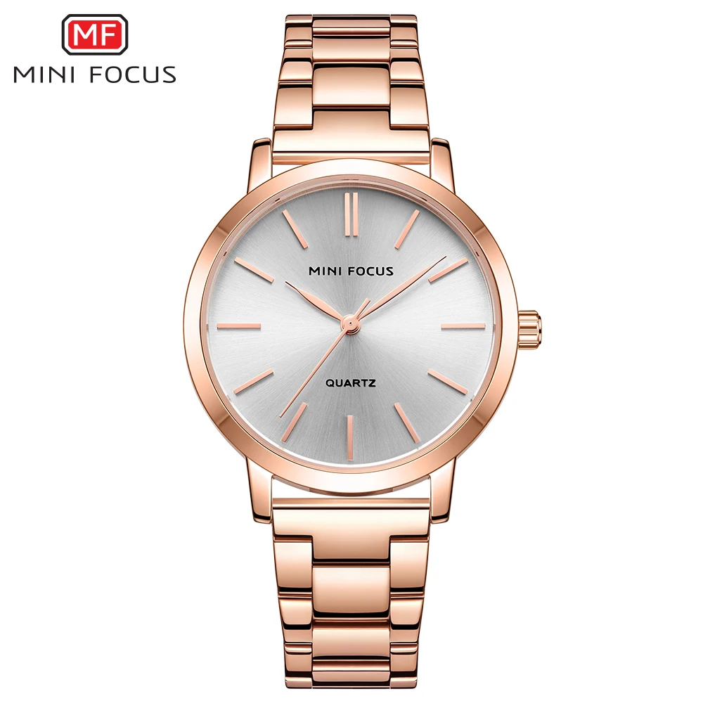 MINI FOCUS Luxury Graceful Women Watches 2020 New Fashion Quartz Watch for Lady Rose Gold Stainless Steel Waterproof Wristwatch