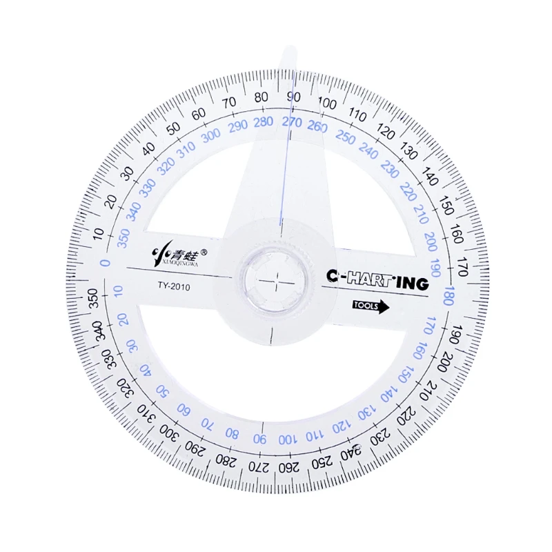 Plastic 360 Degree Protractor Ruler Angle Finder Swing Arm School Office