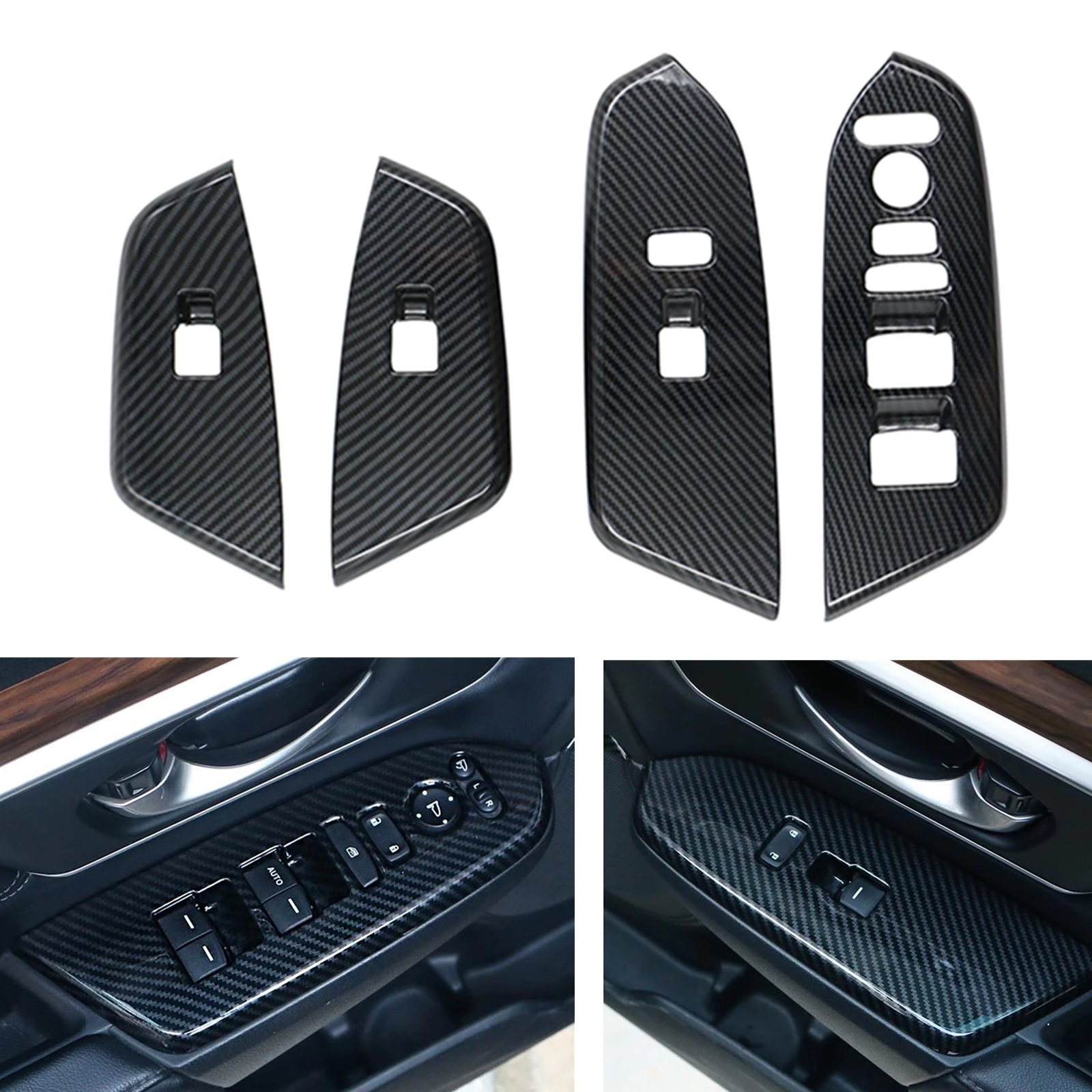 

Peach Wood Look/ Carbon Fiber Look Interior Window Lift Control Button Switch Panel Cover Trim For Honda CRV 5TH CR-V 2017-2022