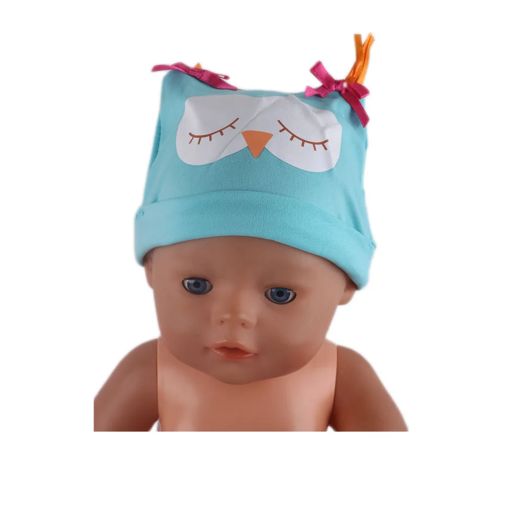 Cute Fashion Blue Owl Hat Wear For 18 Inch American Doll Girl Toy 43 cm Born Baby Clothes Accessories Nenuco Our Generat