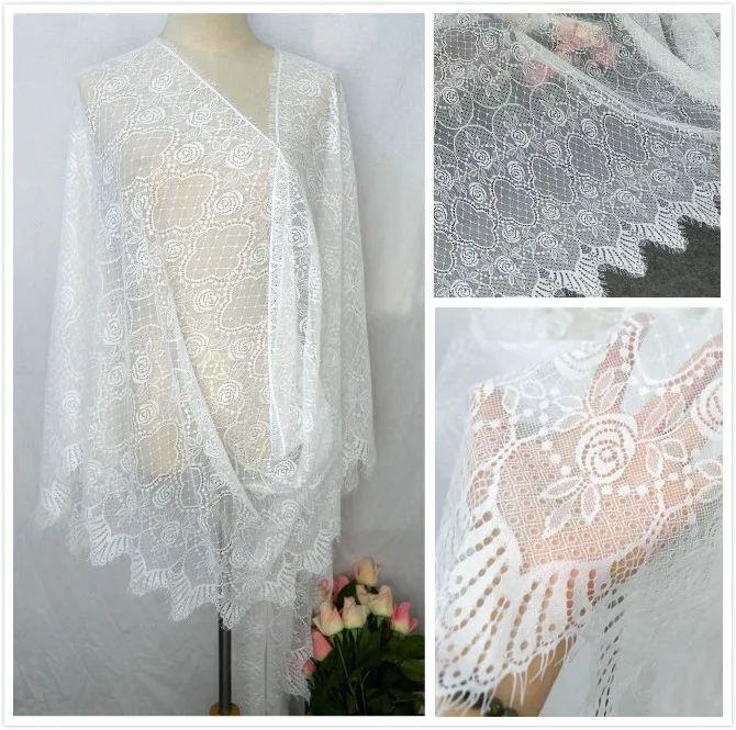 New French Embroidered Unilateral Eyelash Lace Fabric DIY Clothing Accessories Home Fabric Material