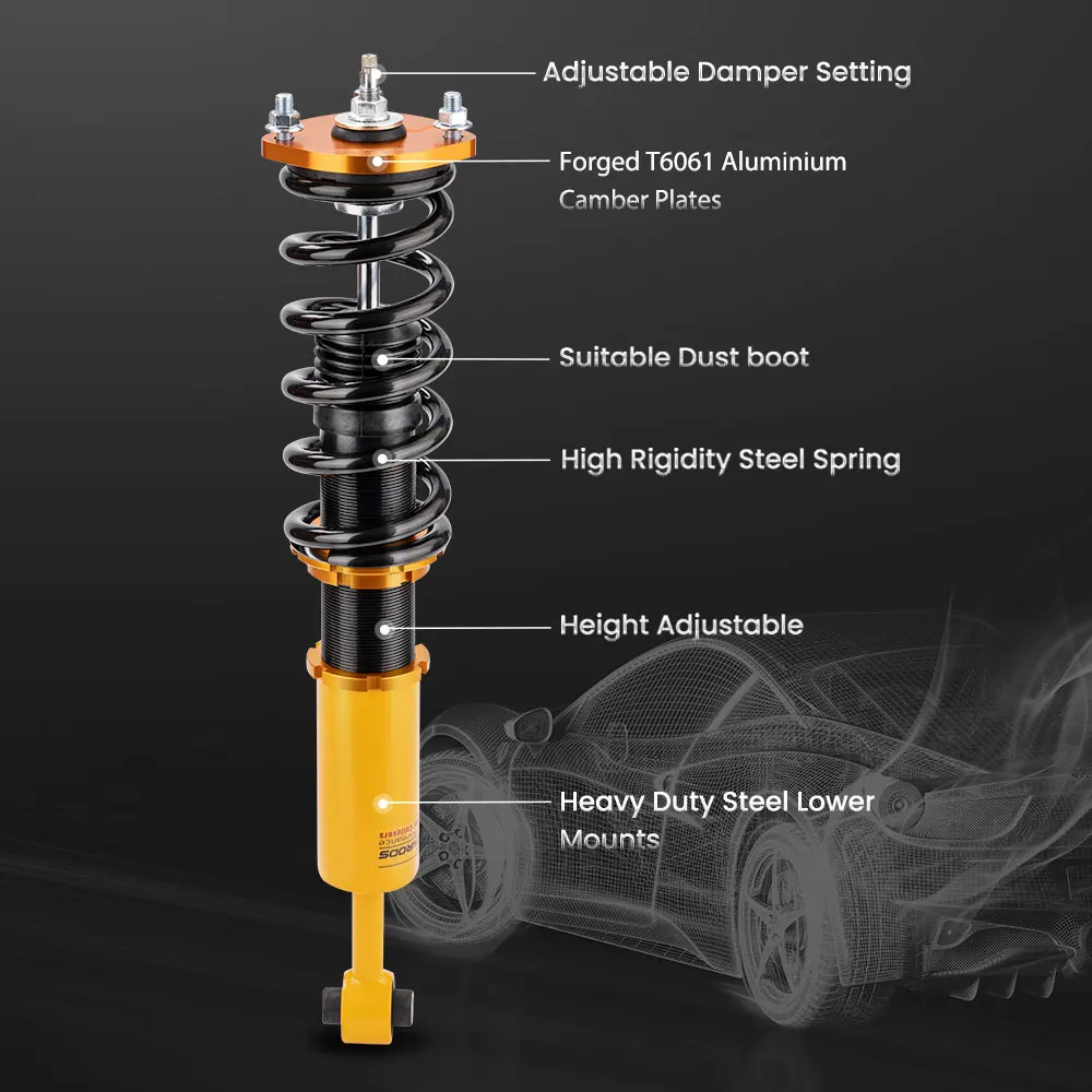 Coilover Kit For LEXUS IS 300 97-05 Adj. Damper and Height Suspension Shocks Absorber Damper Force Top Mount Suspensions