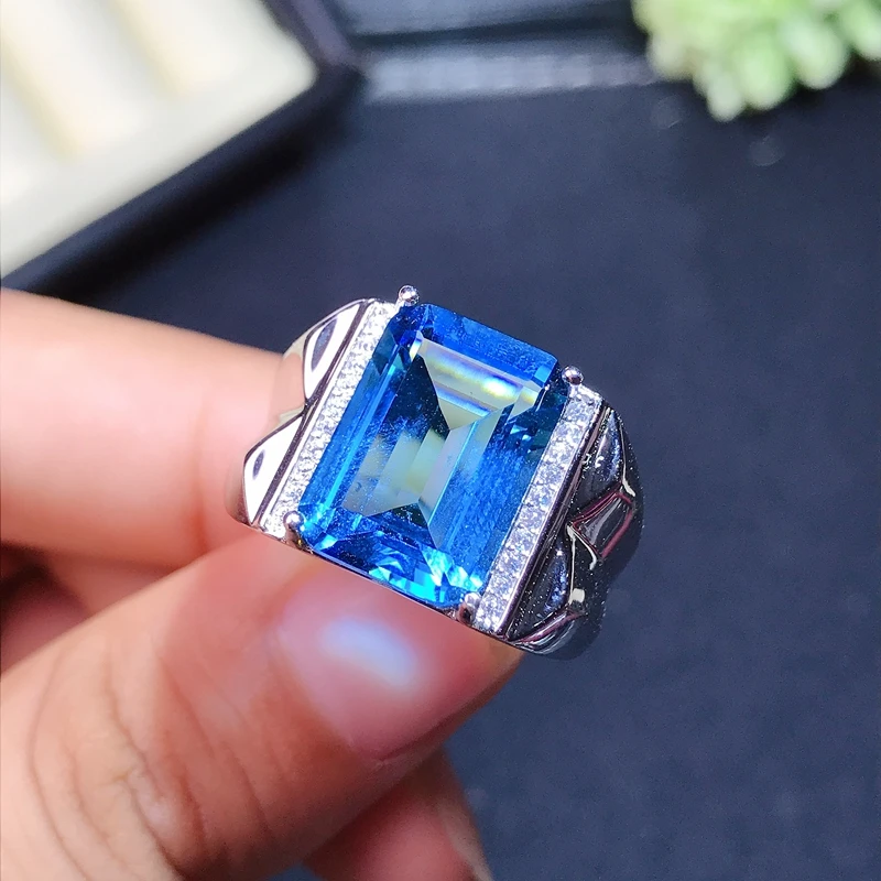 Natural topaz men's ring, 925 silver, exquisite craftsmanship, 8carat gems, beautiful colors