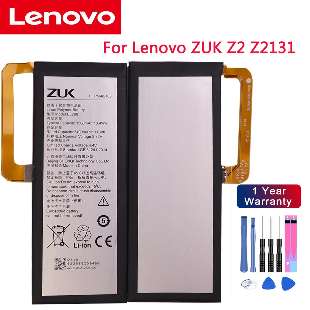 

High Quality Original battery 3.82V 3500mAh BL268 For Lenovo ZUK Z2 Z2131 Battery +Gift Tools +Stickers