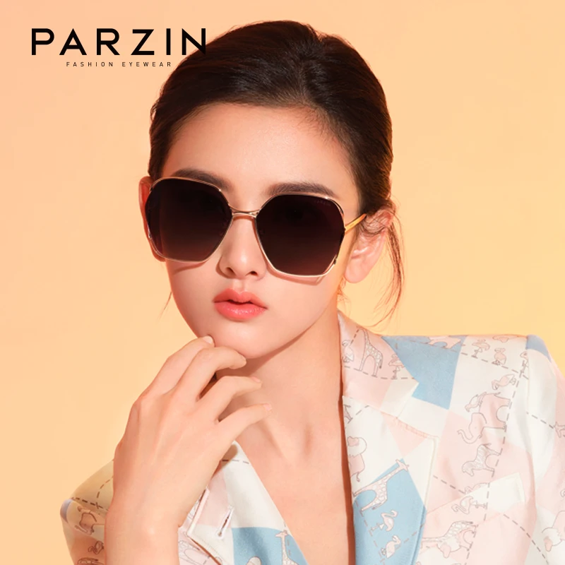 PARZIN 8303 Oversized Nylon Sunglasses Women Fashion Hollow Gradual Square Eyewear Accessories UV400 Shades for Women Shopping