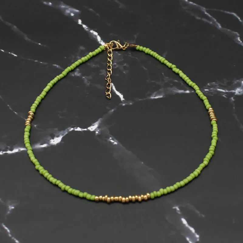 Bohemen Handgemaakte Regenboog Zaad Kralen Eenvoudige Choker Ketting Vrouwen Mode Wilde Zoete Kleurrijke Kraag Sieraden Gift