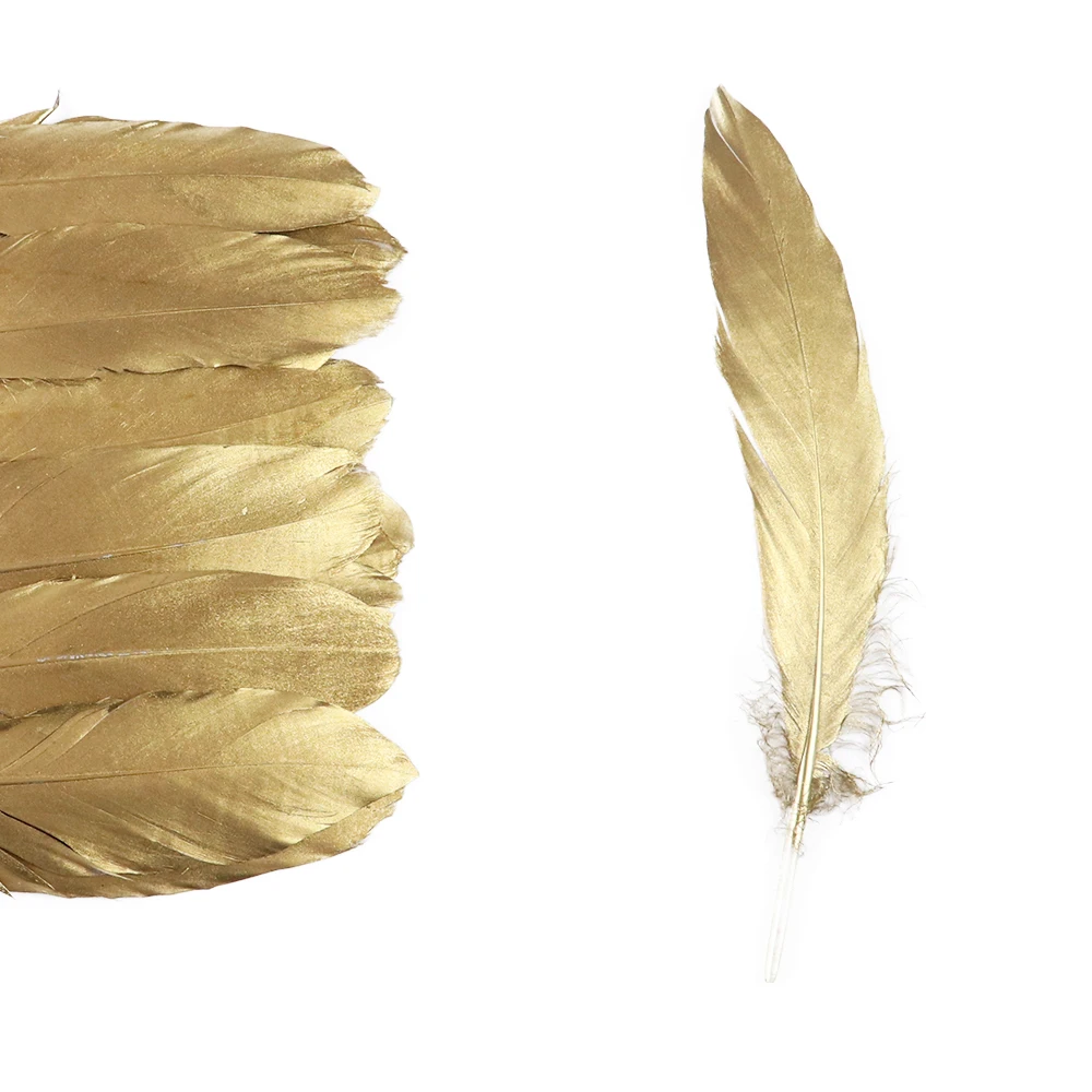 Wholesale 10-500 Gold Goose Rooster Feathers for Crafts Wedding Party Home Decoration Jewelry Making Plumes Diy Supplies