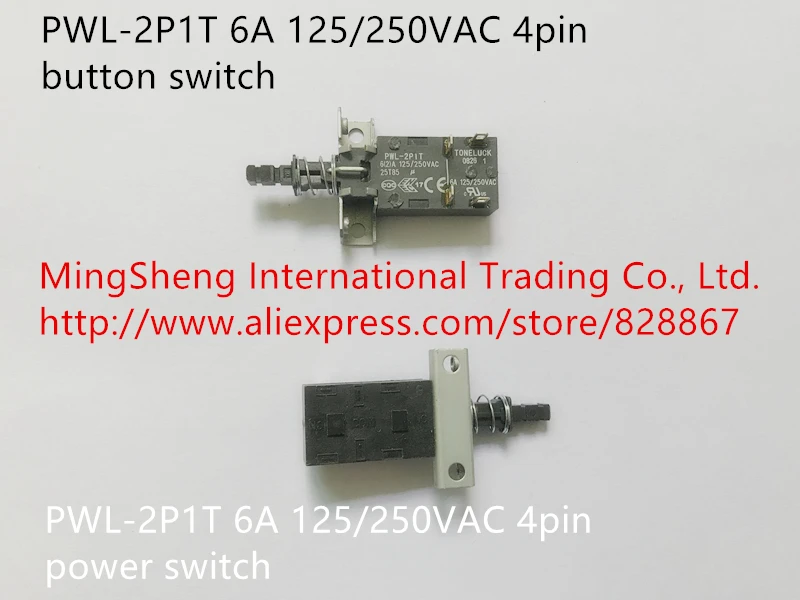 Original new 100% PWL-2P1T 6A 125/250VAC 4pin button switch power switch