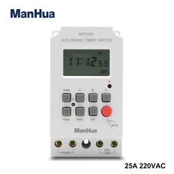 ManHua Din Rail MT316S  220VAC 25A Programmable Timer Automatic Multifunctional Electronic Digital Time Switch