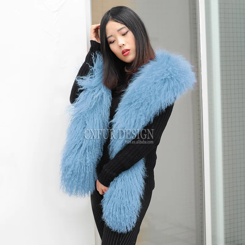 

CX-S-108P Custom Mongolian Lamb Fur Scarf Handmade Winter Ladies' Fur Scarves