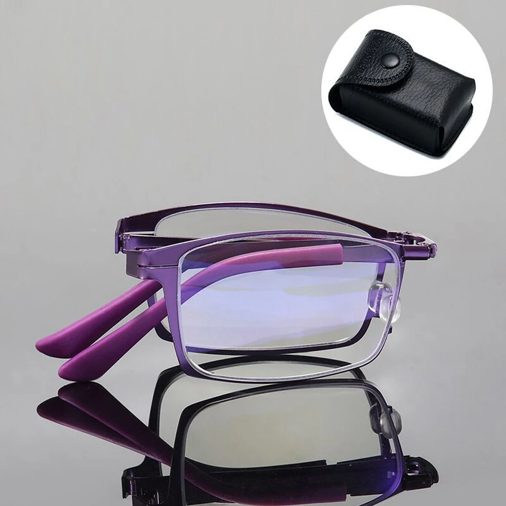 Foldable Portable Reading Glasses Women Men Nose High Quality Frame Anti Blu Anti Fatigue +1 +2 +3 +4