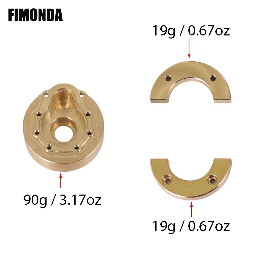 FIMONDA 2PCS Heavy Brass Outer Portal Drive Housing Counterweight Balance Weight for 1/10 RC Crawler Car  TRX4 TRX-4