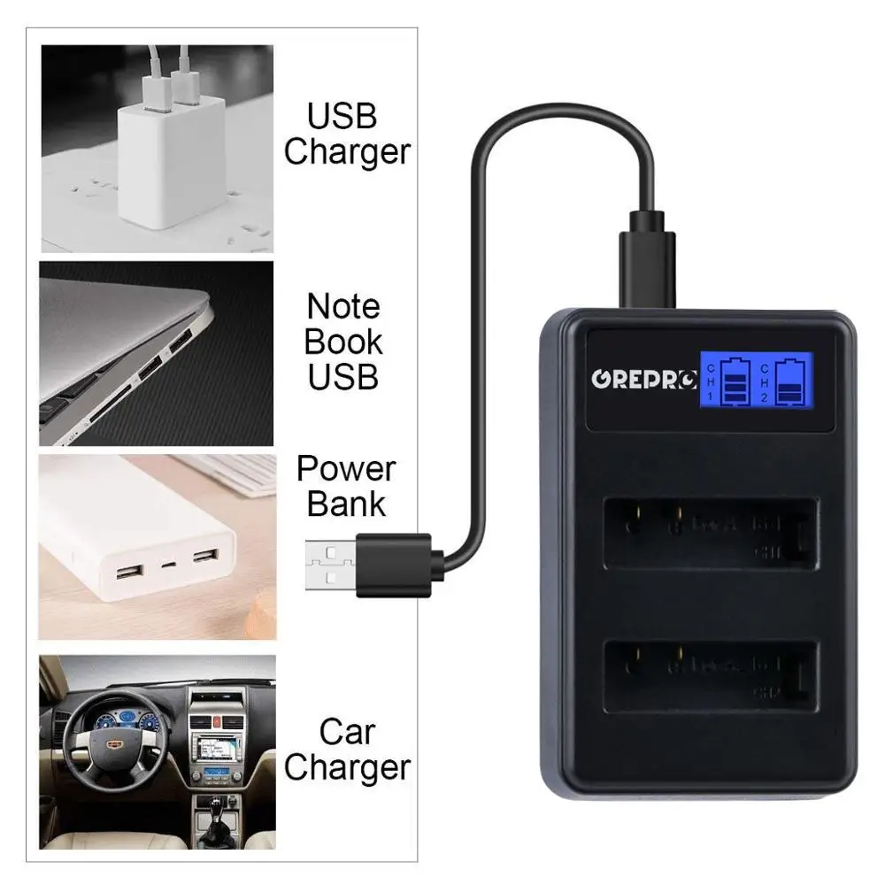 1500mAh Battery AZ16-1 AZ16-2 + LCD Dual USB Charger for Xiaomi YI 4K 4K+ Yi Lite YI 360 VR Action Cameras