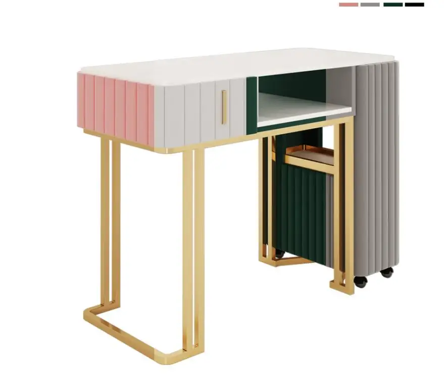 Net red gold manicure table and chair set simple modern marble double deck manicure shop manicure table