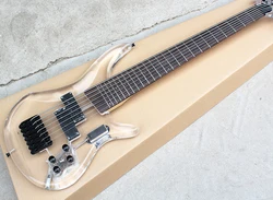 7 Strings Acrylic Electric Bass with LED Lights,Rosewood Fretboard,Providing Customized Service