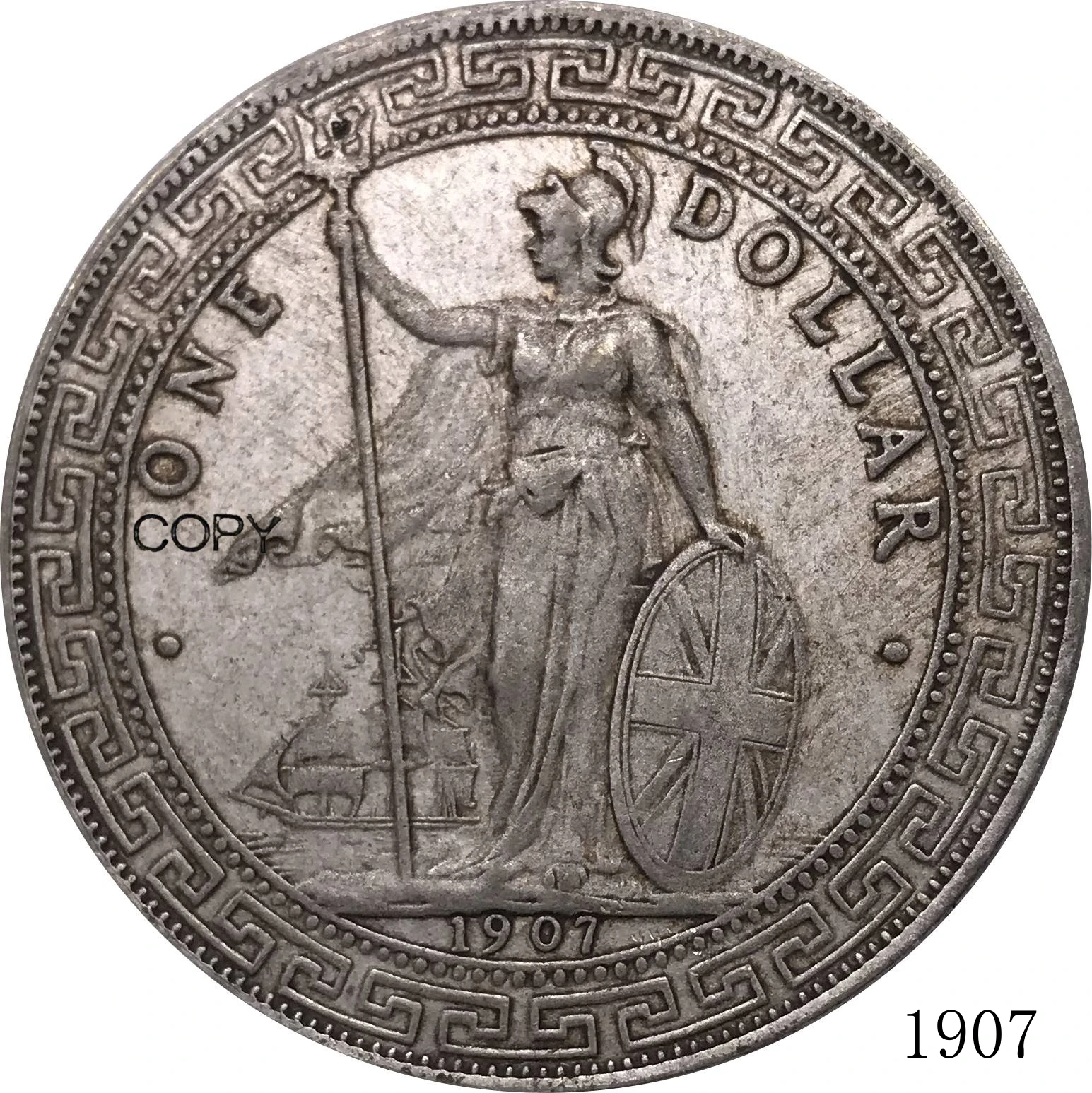 

1907 United Kingdom Coin One Dollar British Trade UK Cupronickel Plated Silver Hong Kong Metal Souvenirs Collectible Copy Coins