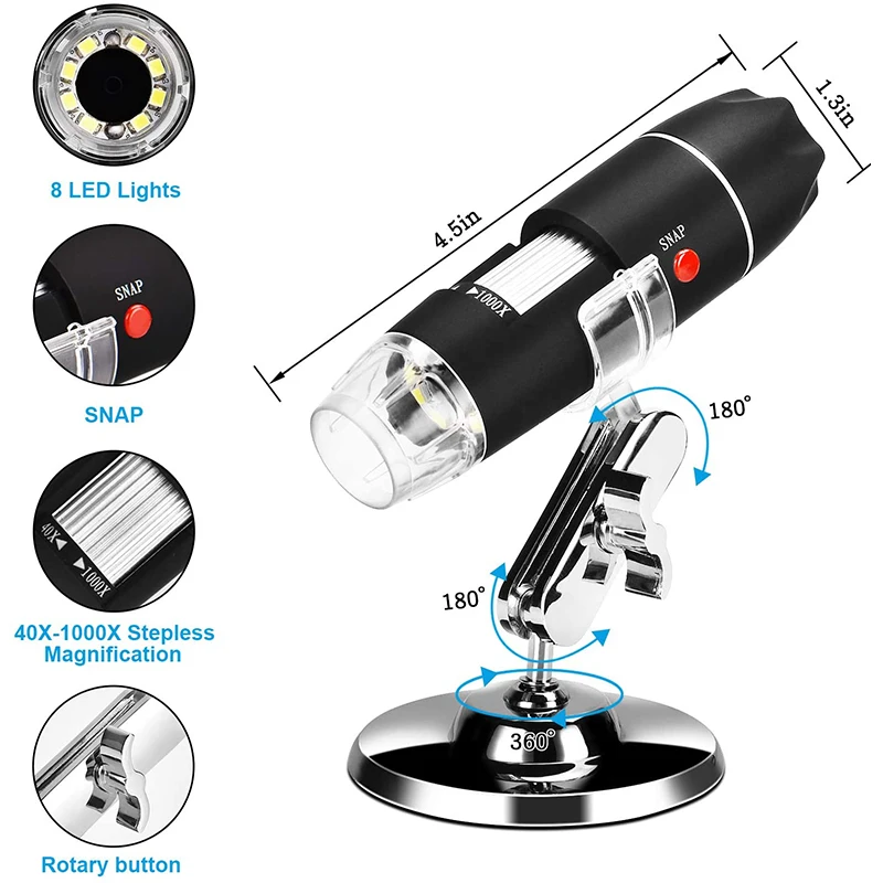 Microscopio digitale USB 40X-1000X fotocamera per microscopio portatile per studenti ingegneri biologia osservazione microbiologica