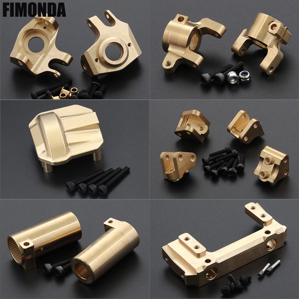 SCX10 II AR44 Axle Brass Counterweight Set Steering Knuckles Carriers Differential Cover for 1/10 RC Crawler Axial 90046 90047