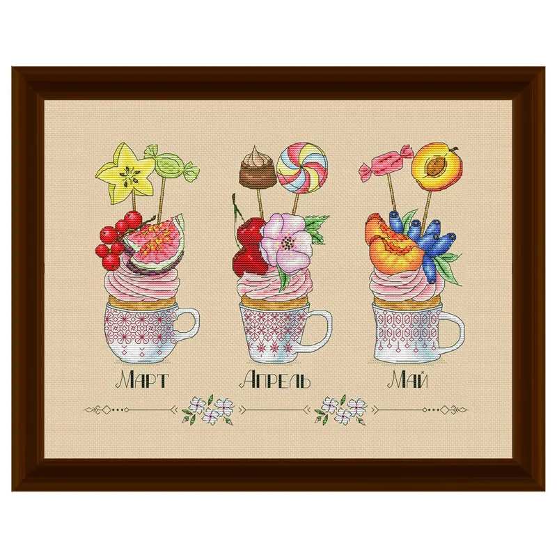 New Product Cupcake S287-2 March April May Hemp Color Cloth Fishxx Cross Stitch Handmade Embroidery Home Kit Restaurant Painting